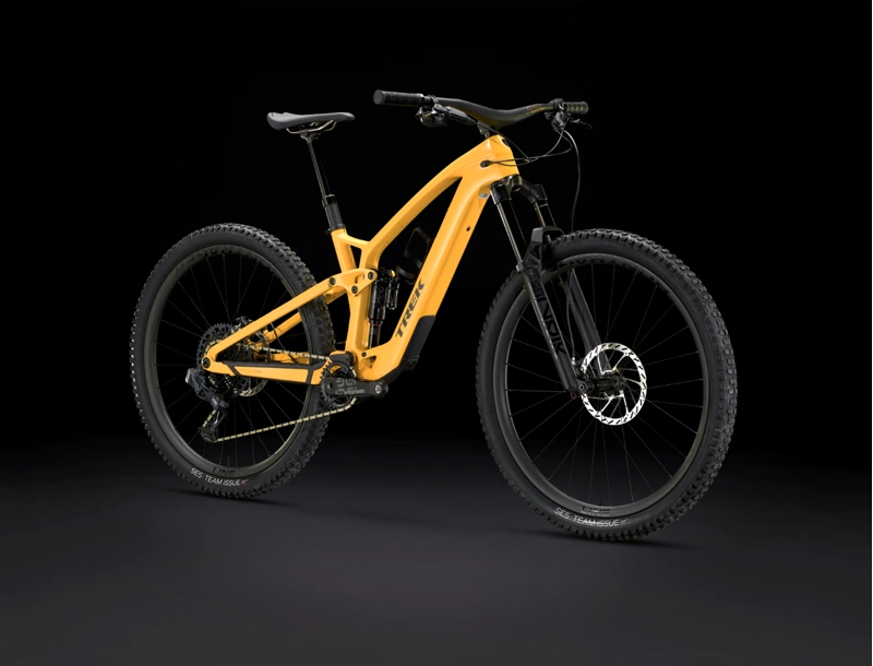 Trek Fuel Exe 9.8 GX AXS Electric Full Suspension Mountain Bike 2023 in Baja Yellow-1